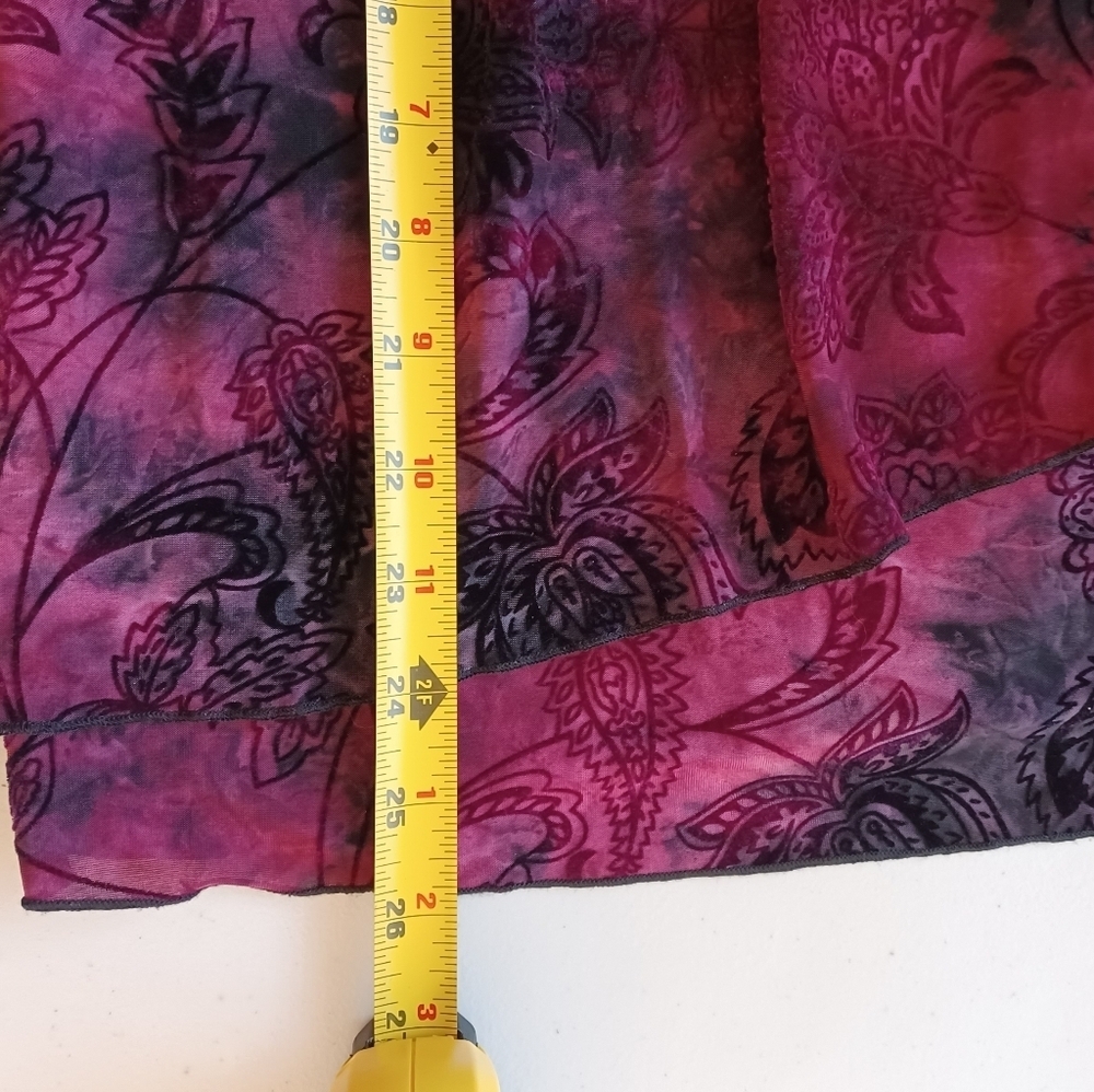 Dress Barn Women's Velvet Burnout Red Black Whimsigoth Floral Sleeveless Blouse - Picture 11 of 11